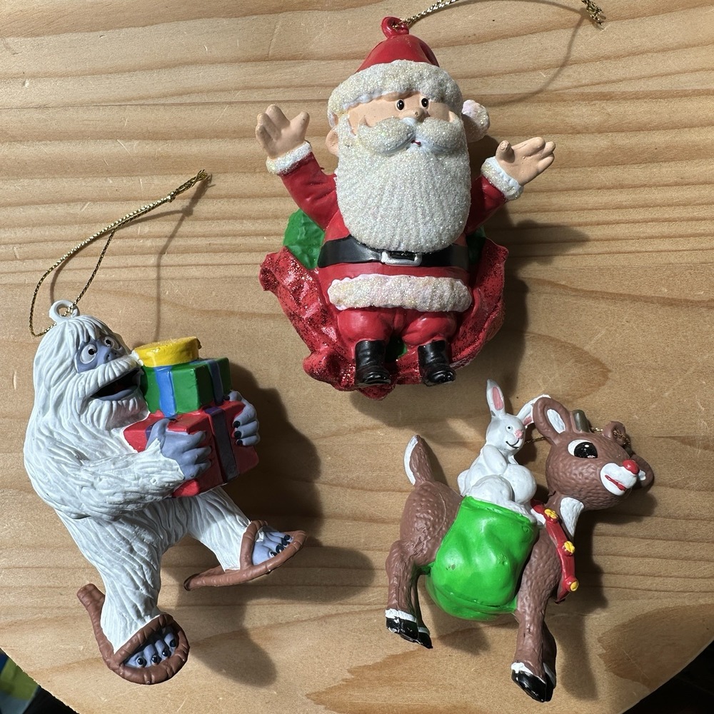 Kurt Adler Rudolph Santa Abominable Snowman Ornaments Christmas Lot Of 3